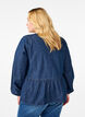 Peplum blouse in denim with a tie fastening, Blue, Model image number 2