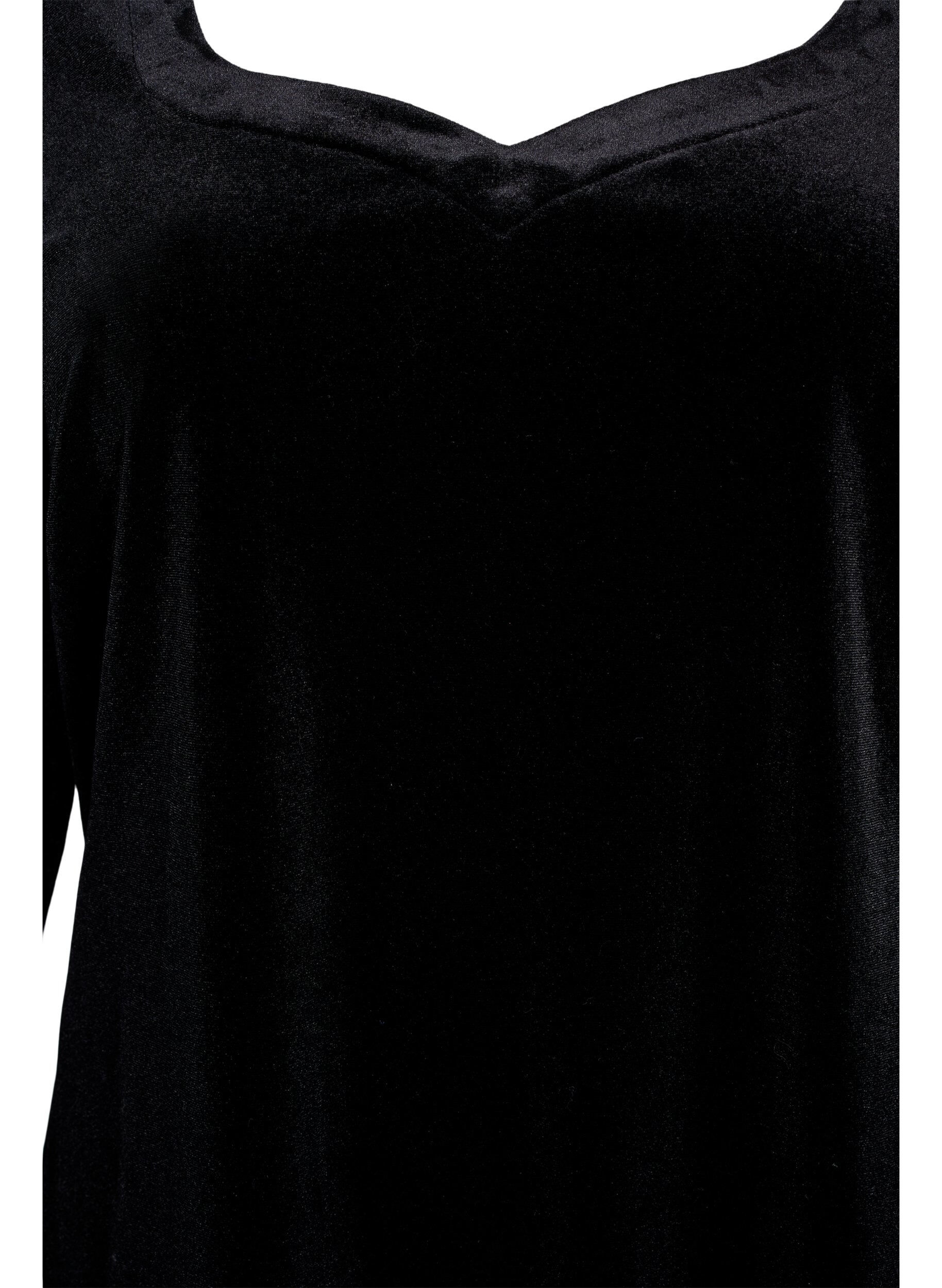 Zizzifashion Velour top with long sleeves, Black, Packshot image number 2