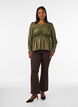 Shiny viscose blouse with peplum effect, Green, Model image number 1