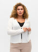 Ribbed cardigan with tie-string, White, Model image number 0