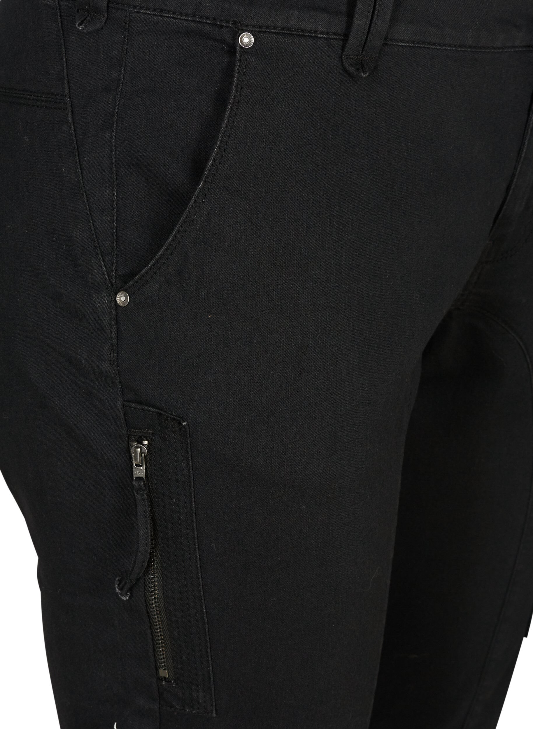 ZizzifashionSlim fit capri jeans with pockets, Black, Packshot image number 2