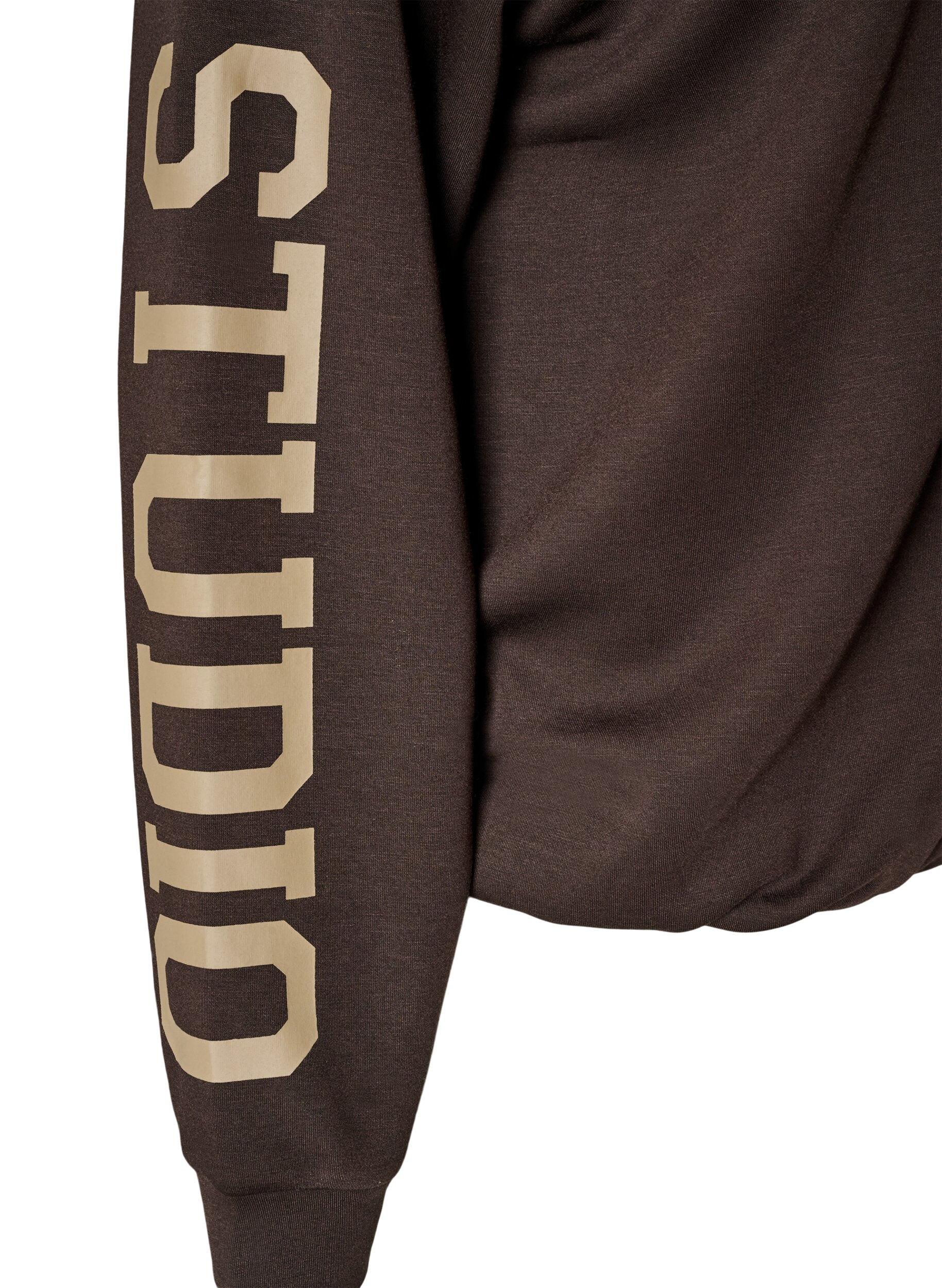 ZizzifashionSporty bomber cardigan with zip and high collar, Brown, Packshot image number 3