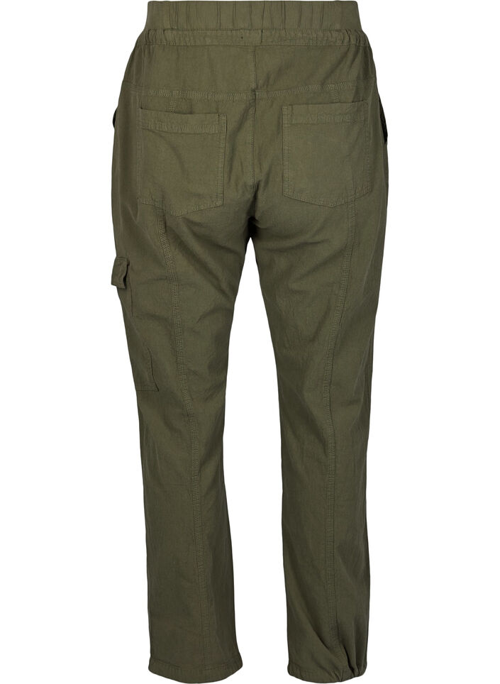 Loose cargo trousers in cotton, Green, Packshot image number 1