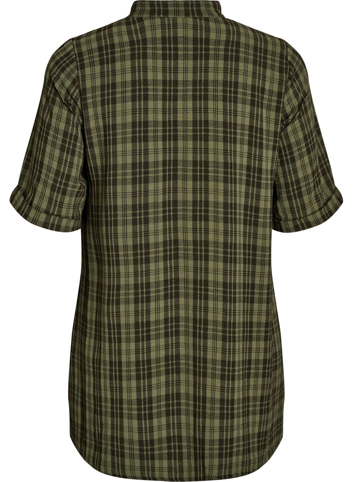 Tunic with short sleeves and checkered pattern, Green, Packshot image number 1
