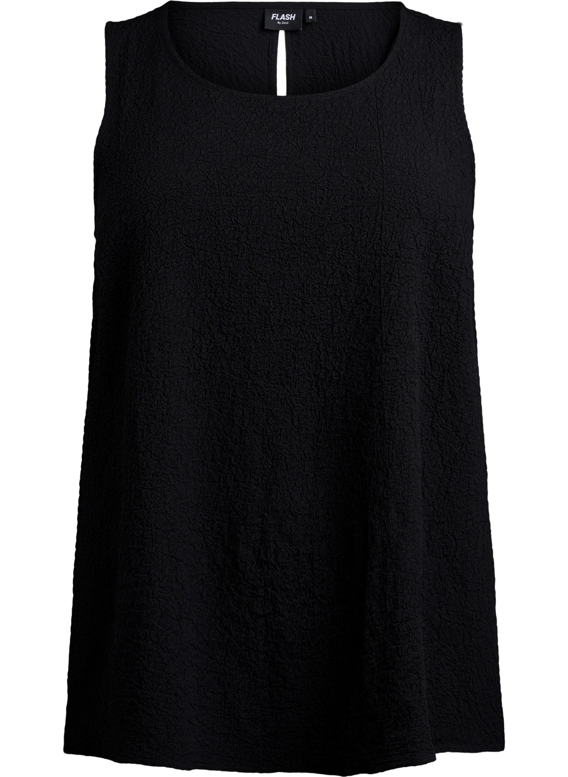 Zizzifashion Sleeveless top with texture, Black, Packshot image number 0