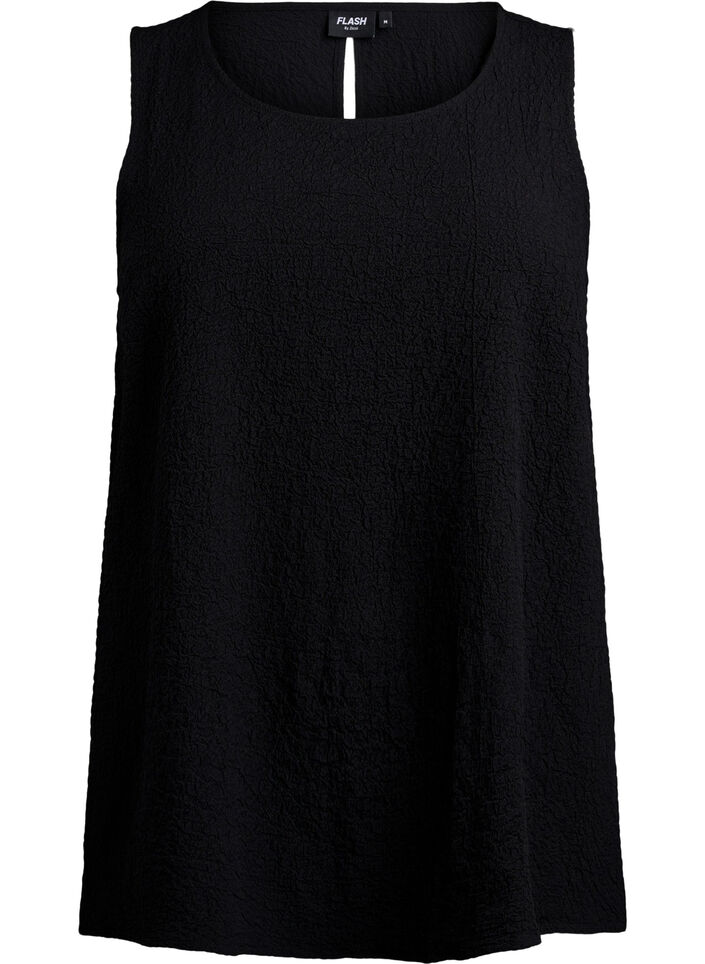 Sleeveless top with texture, Black, Packshot image number 0
