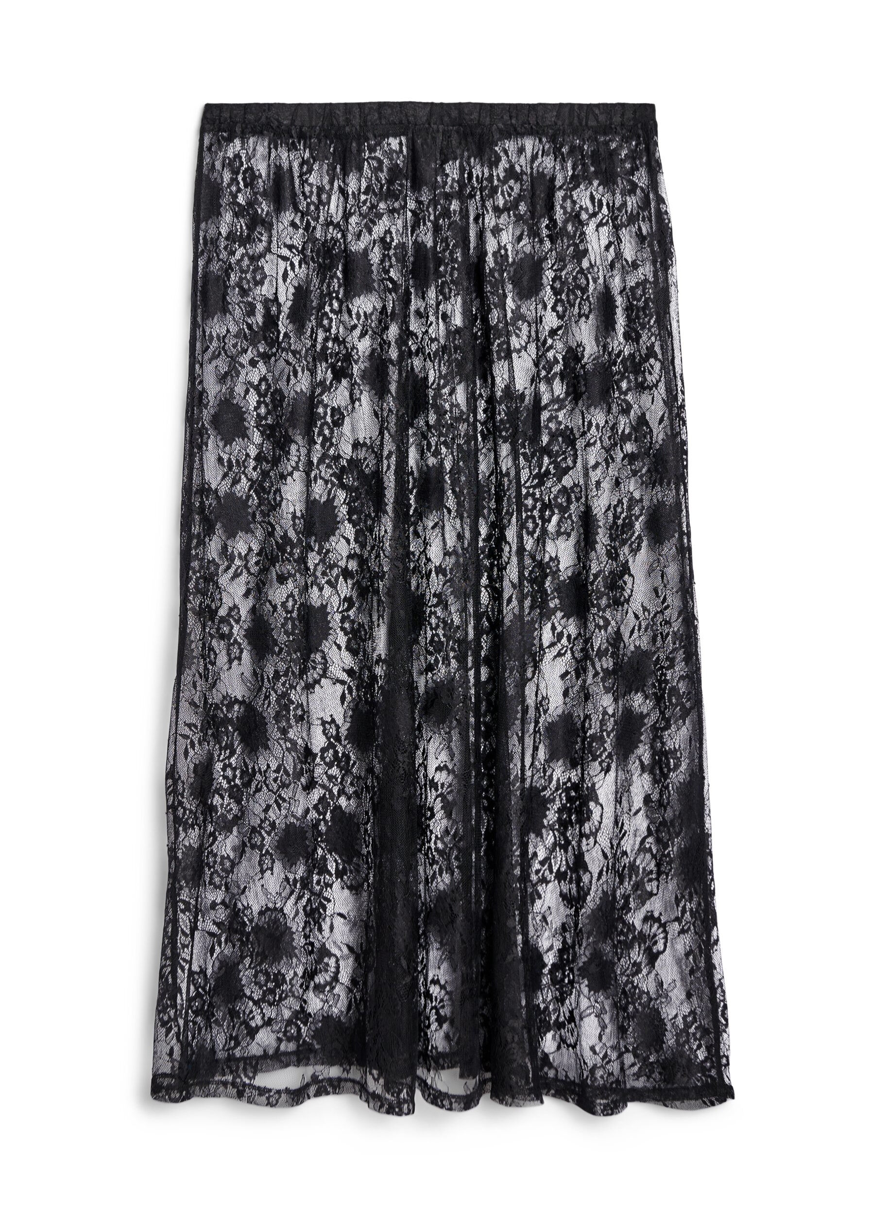 Zizzifashion Long skirt in sheer lace, Black, Packshot image number 1