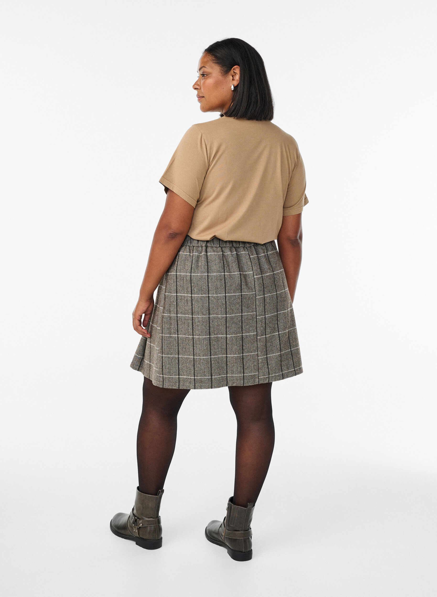 Zizzifashion Checked skirt, Brown, Model image number 2