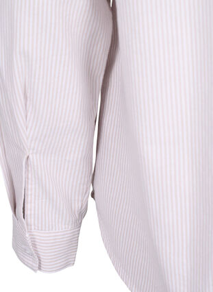 Long-sleeved cotton shirt, White Taupe Stripe, Packshot image number 4