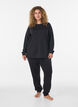 Long-sleeved jersey blouse with a round neck, Black, Model image number 1