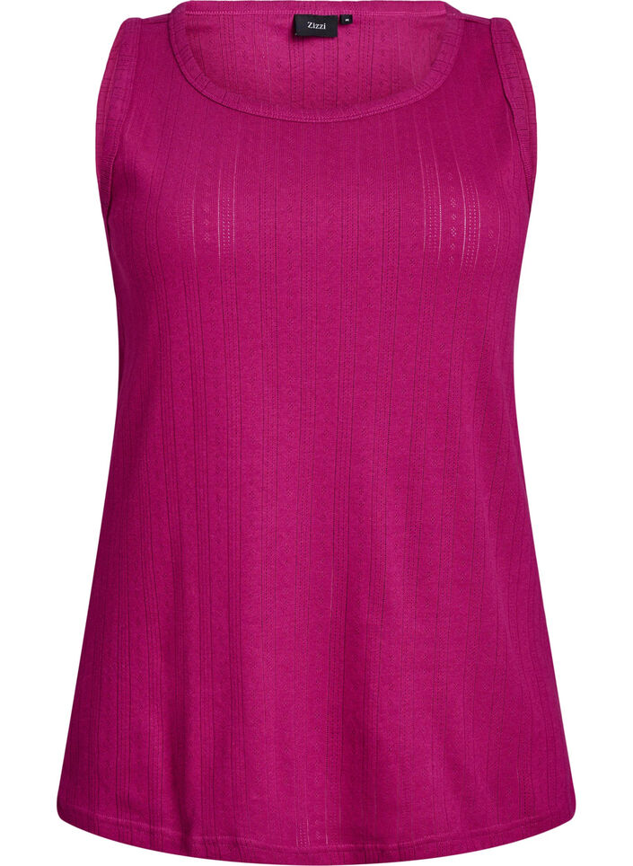 Night top in organic cotton with a textured pattern, Pink, Packshot image number 0
