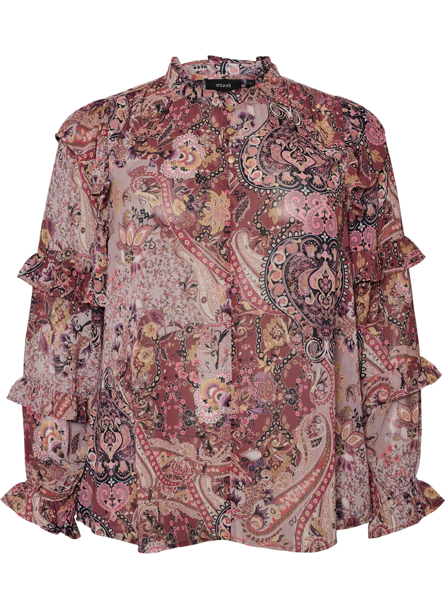 Blouse with paisley print and ruffle details