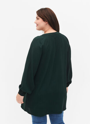 Long-sleeved tunic with smocking details, Scarab, Model image number 1