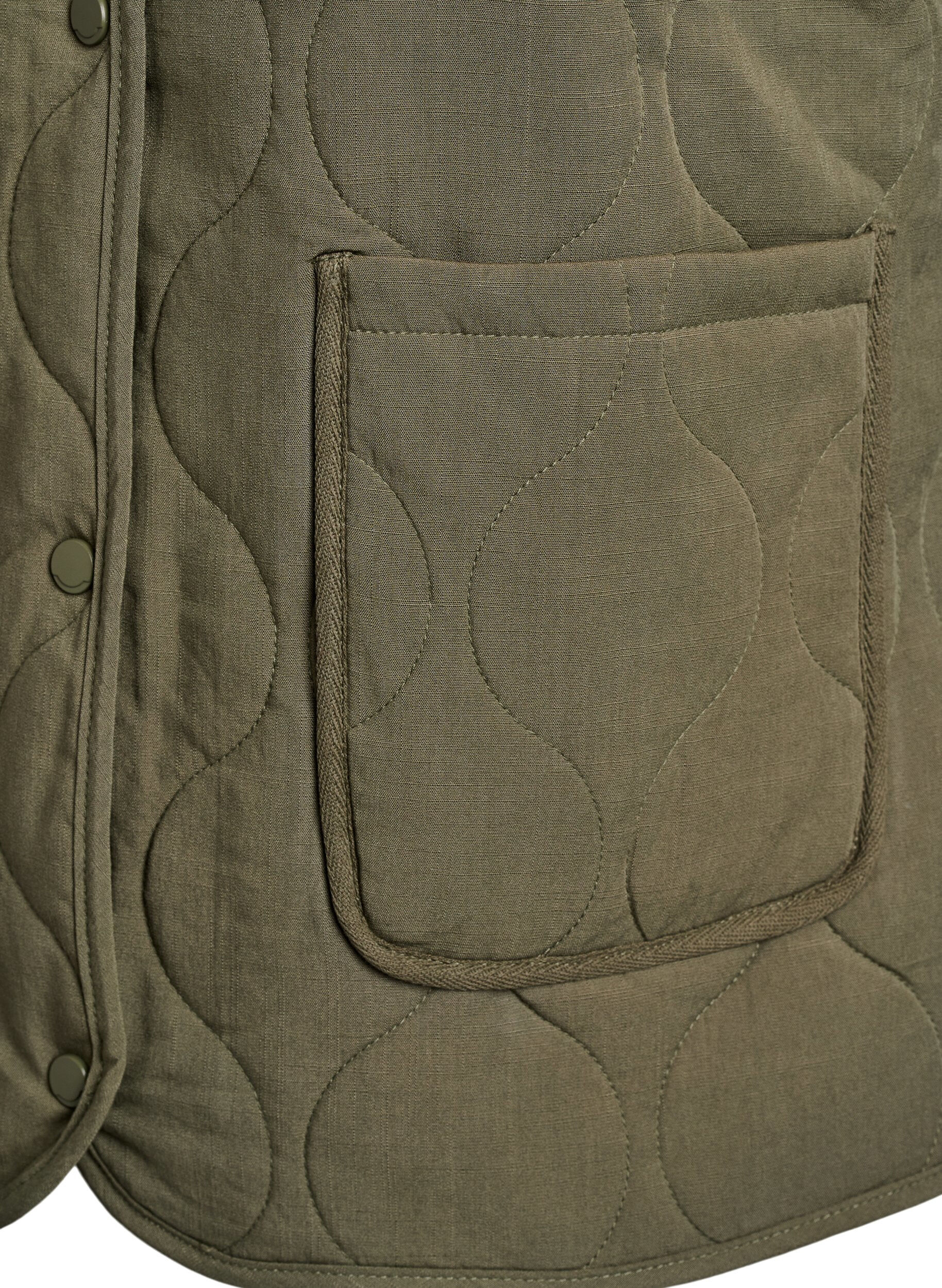 Zizzifashion Quilted jacket with buttons and pockets, Green, Packshot image number 3