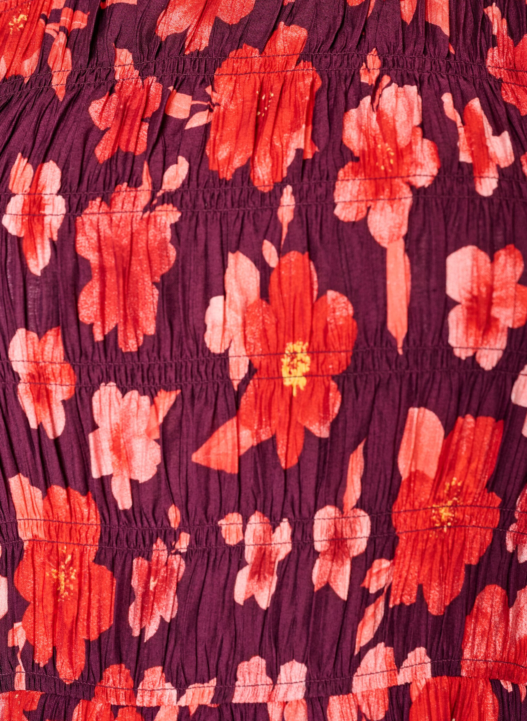 Zizzifashion Dress with smocking and floral print, Purple, Packshot image number 2