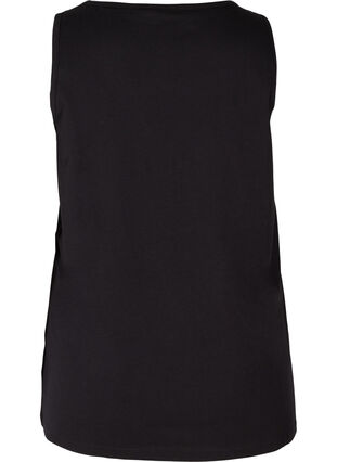 Sleeveless cotton sports top with print, Black Keep On Going, Packshot image number 1