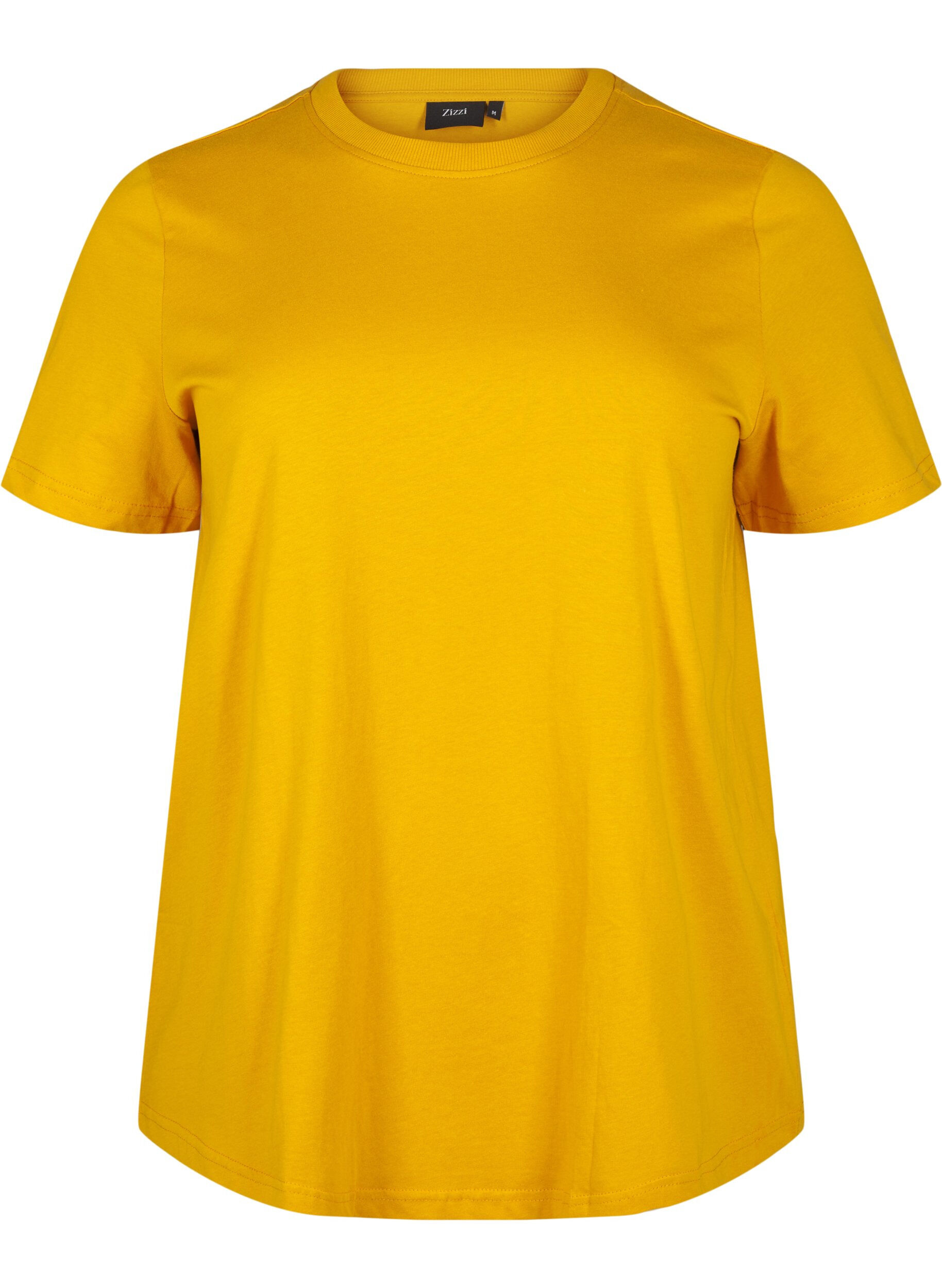 Zizzifashion Basic cotton T-shirt with round neck, Yellow, Packshot image number 0