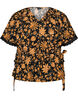 Floral cotton blouse with tie-fastening, Orange, Packshot image number 0