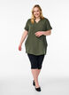 Cotton muslin tunic with short sleeves, Green, Model image number 1