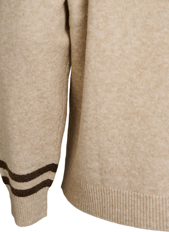 Jumper with logo and contrast stripes, Beige, Packshot image number 3