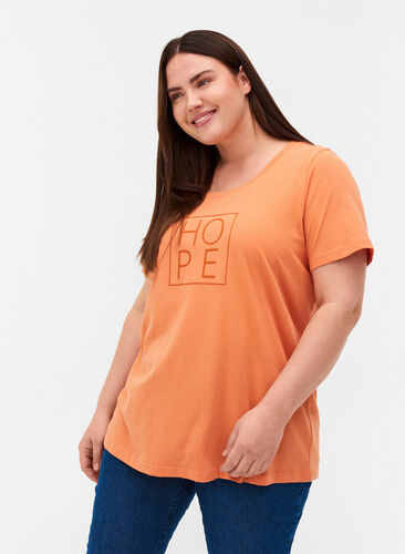 Short-sleeved t-shirt with print, Brandied Melon, Model image number 0