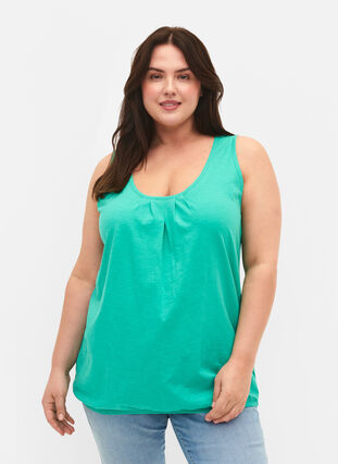 2-pack cotton top with lace trim, Aqua Green/ Black, Model image number 0