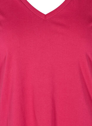 Organic cotton T-shirt with V-neckline, Sangria, Packshot image number 2