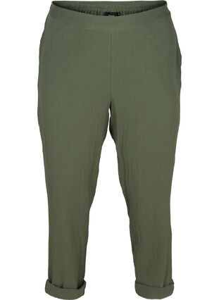 Cotton trousers with pockets, Thyme, Packshot image number 0