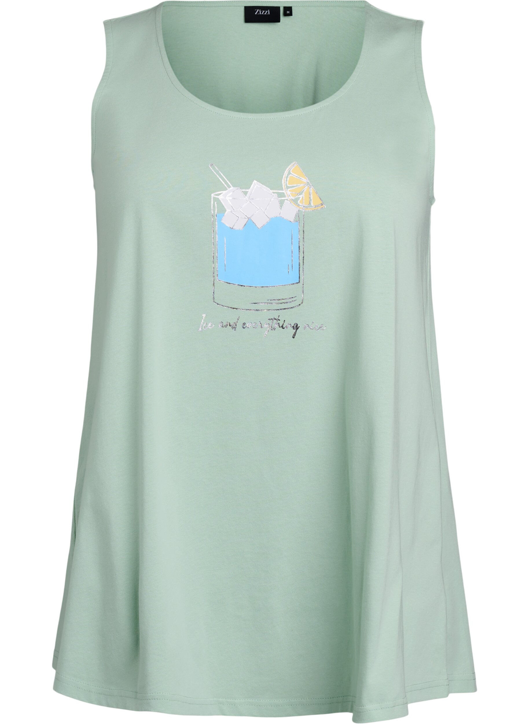 Zizzifashion Cotton top with a-shape, Green, Packshot image number 0