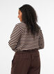 Striped blouse with long sleeves, Brown, Model image number 2