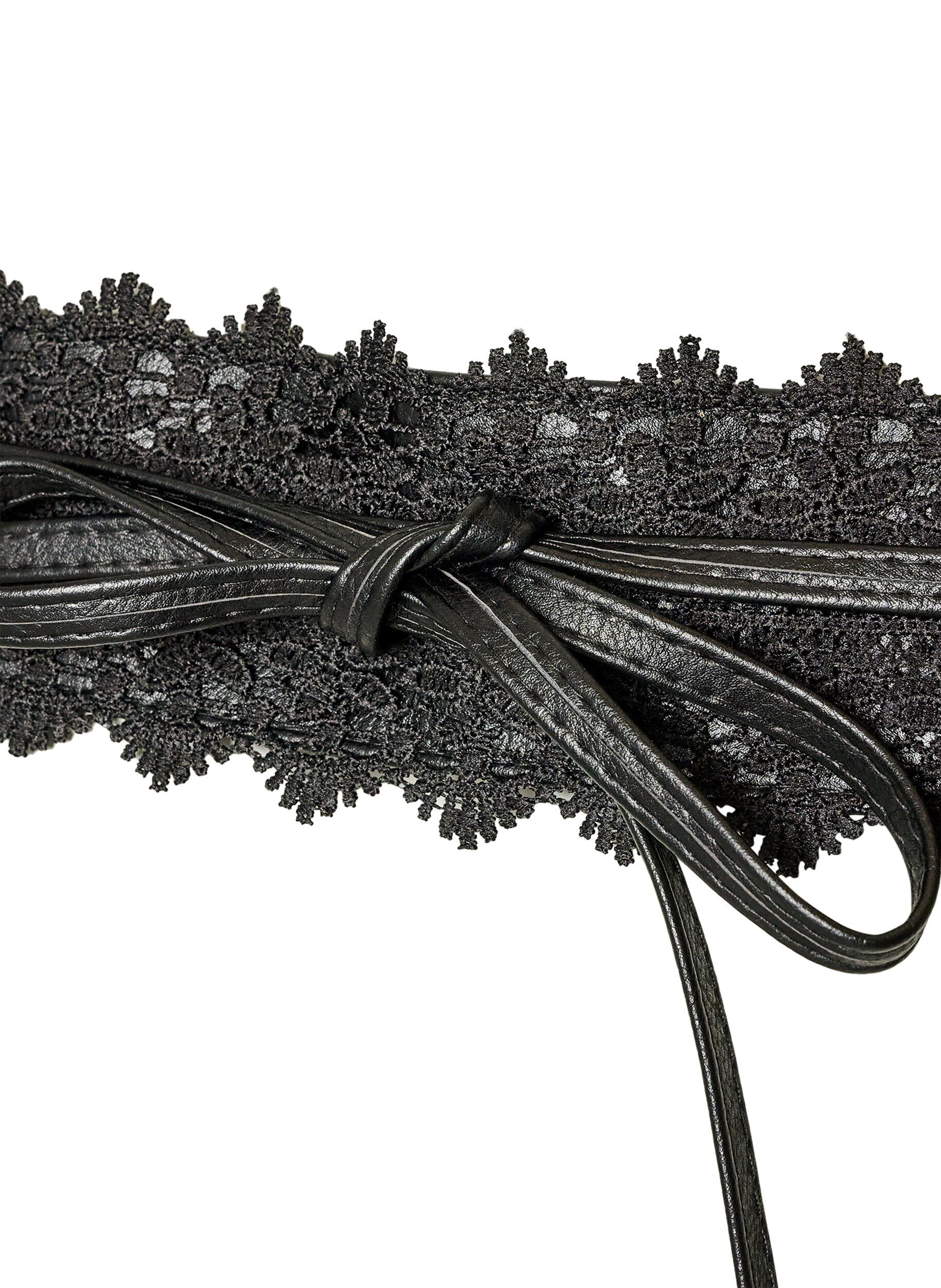 ZizzifashionWaist belt with lace and tie fastening, Black, Packshot image number 2