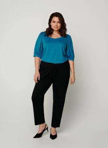 Loose cotton trousers, Black, Model image number 0