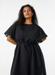Ankle-length dress with flutter sleeves and tie-waist, Black, Model image number 2