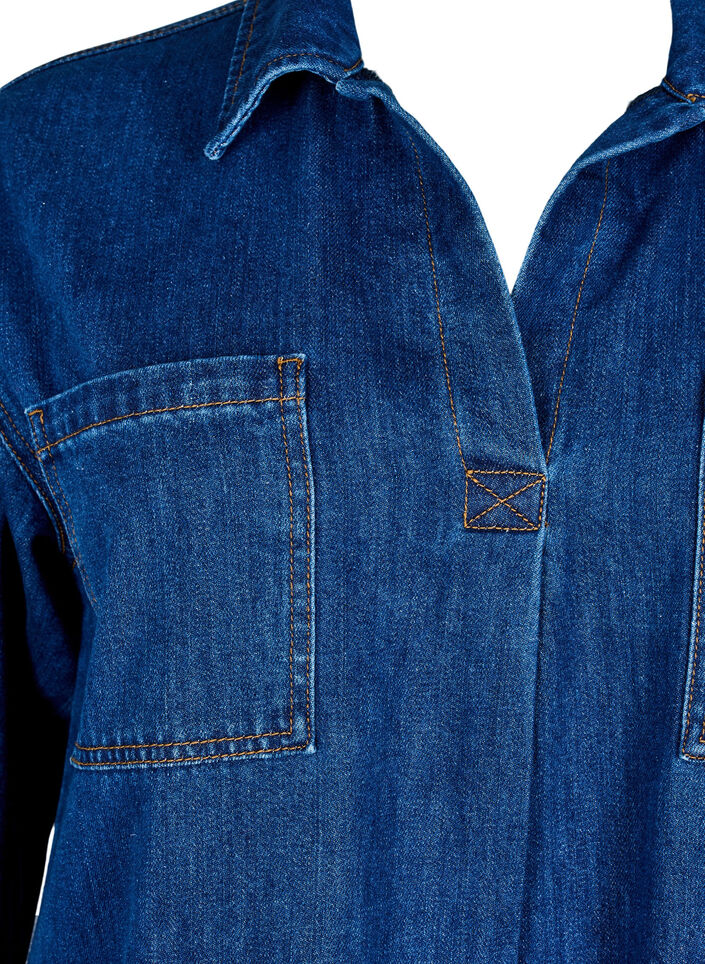 Denim blouse with collar, Unwashed, Packshot image number 2
