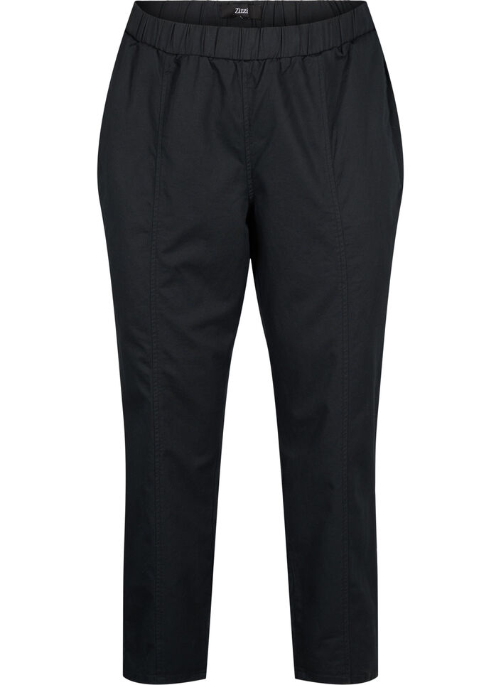 Cotton and linen trousers with pockets, Black, Packshot image number 0
