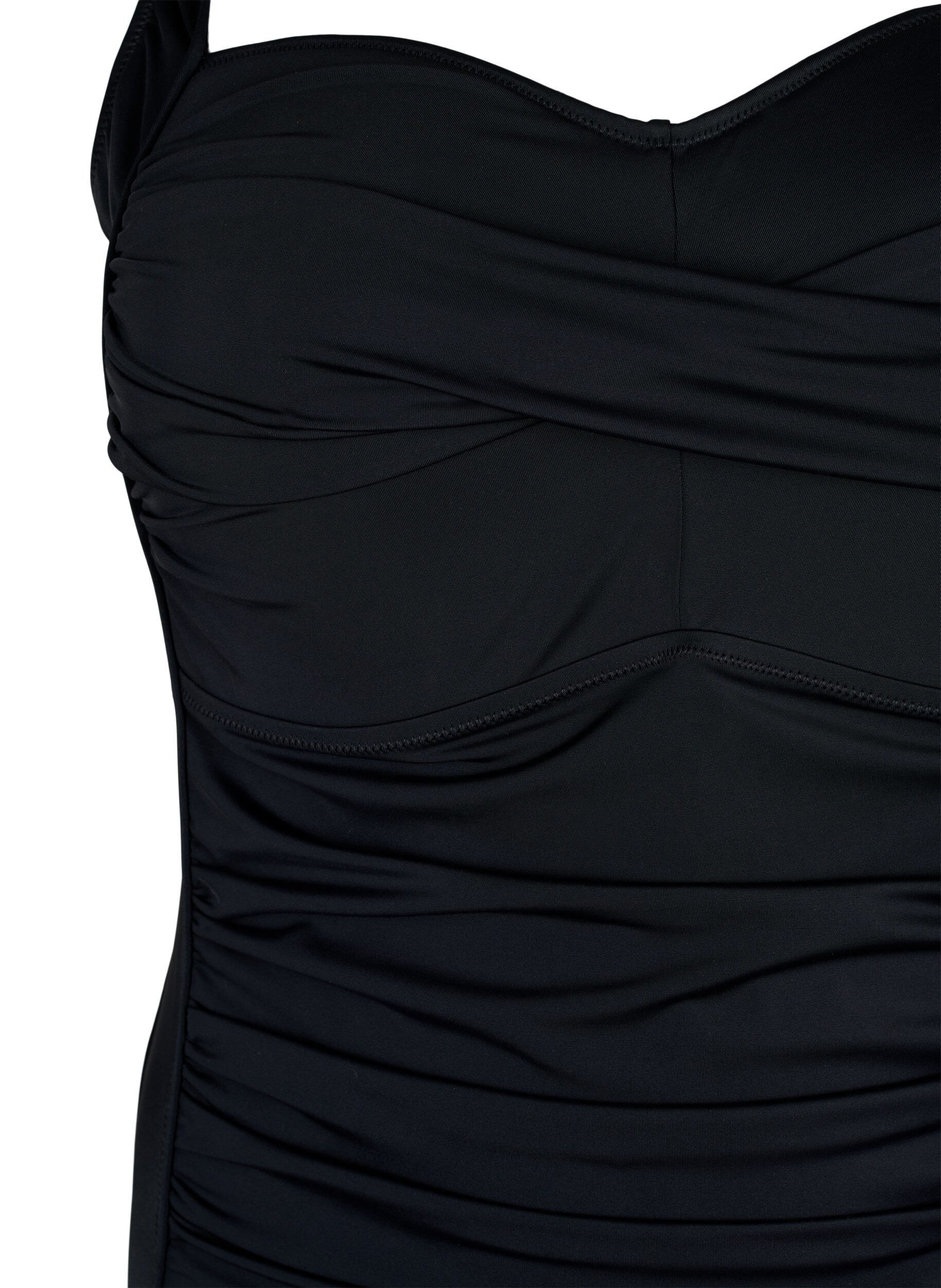 Zizzifashion Quilted swimsuit with drapes, Black, Packshot image number 2