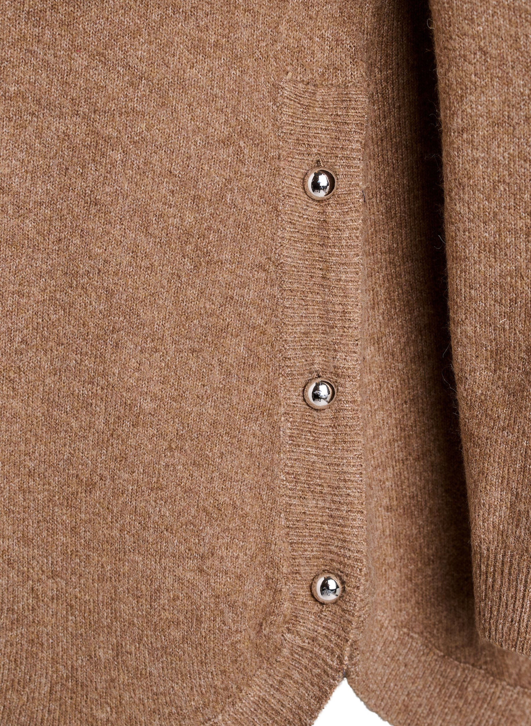 ZizzifashionLong knitted blouse with ball buttons, Brown, Packshot image number 3
