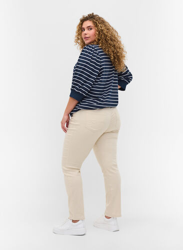 Cotton blend trousers, Sand, Model image number 1