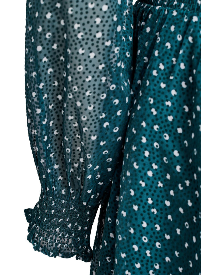 Midi dress in chiffon with dotted pattern, Green, Packshot image number 3
