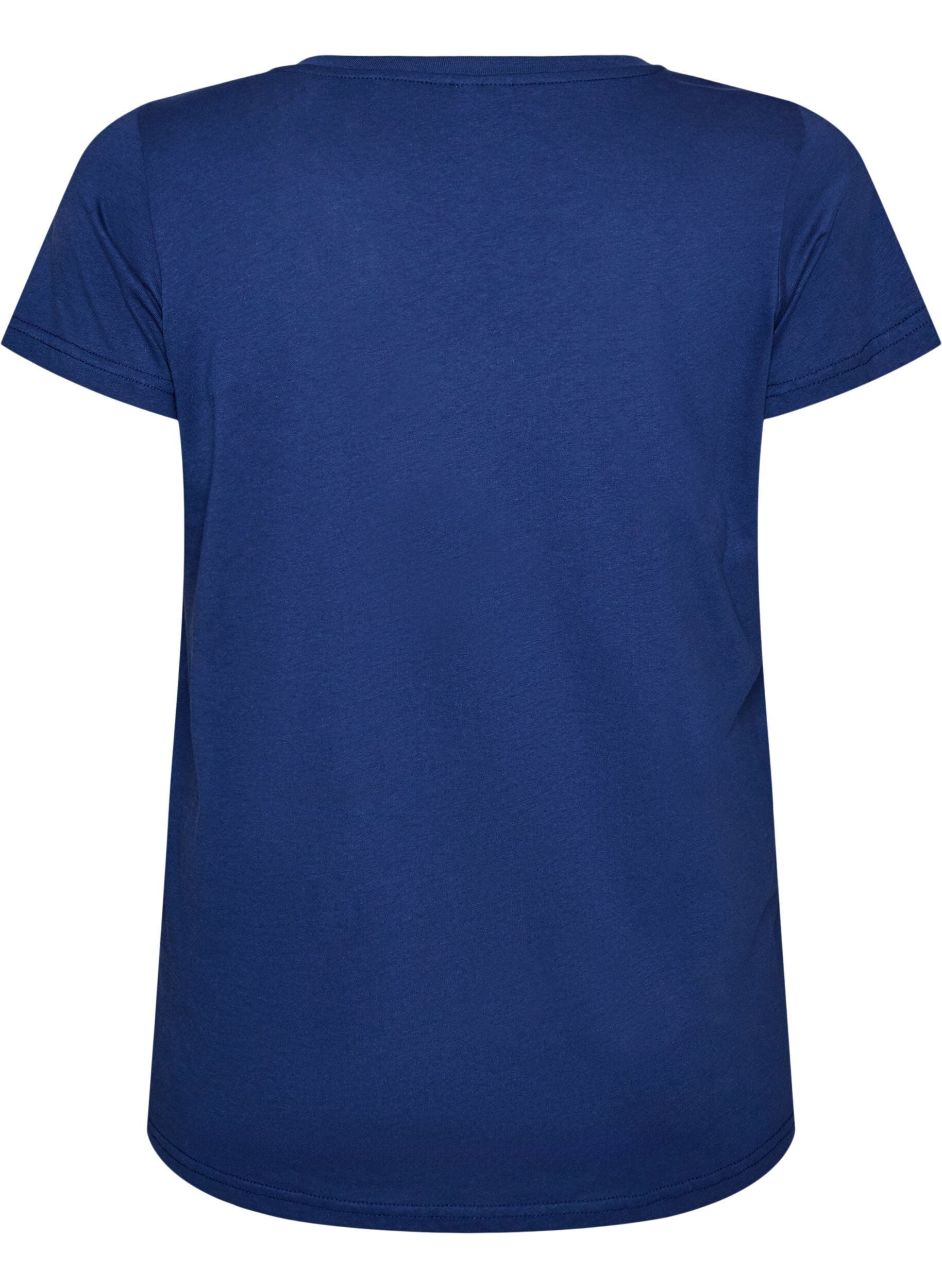 ZizzifashionCotton T-shirt with front print and V-neck, Blue, Packshot image number 1
