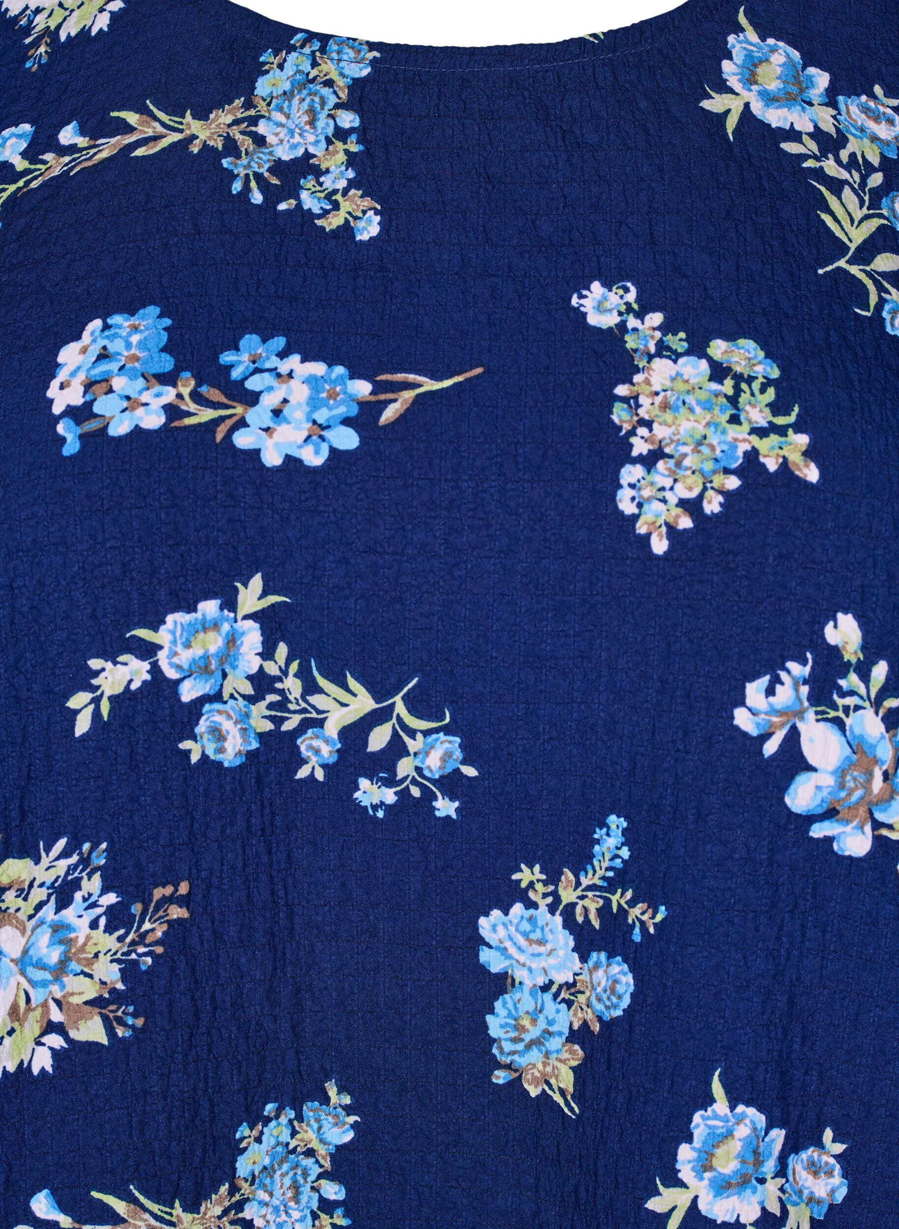 Zizzifashion FLASH - Long-sleeved blouse with small flowers, Blue Flower, Packshot image number 2