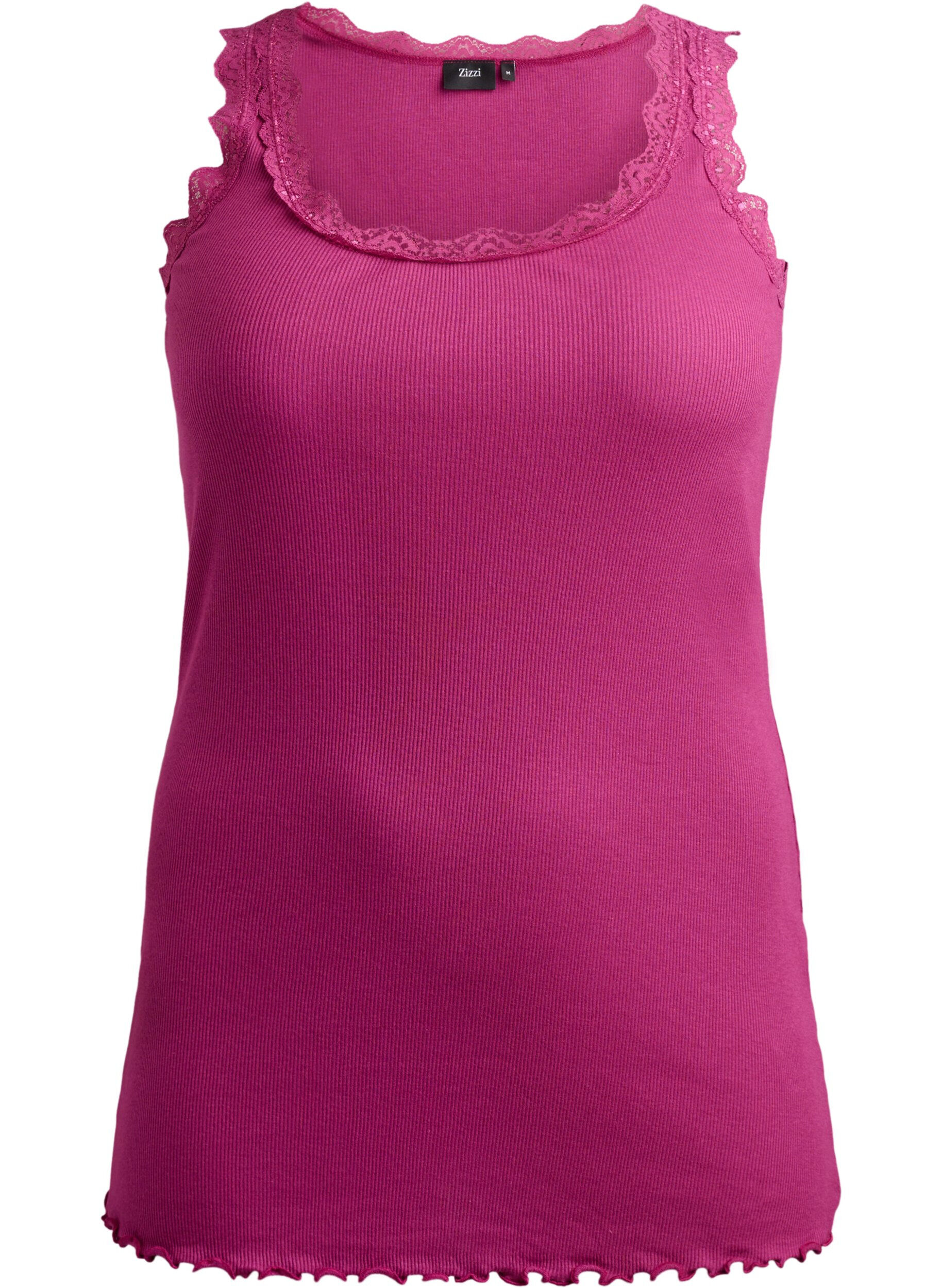 Zizzifashion Top with lace trim, Red, Packshot image number 0