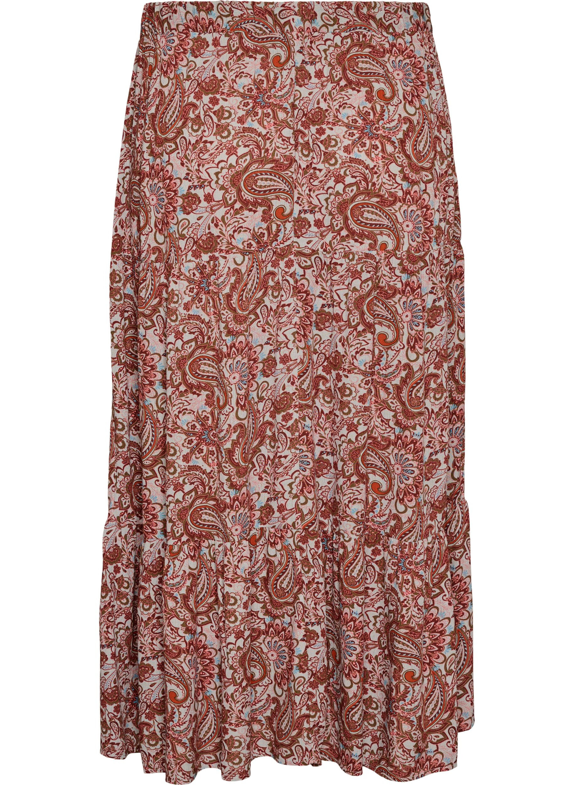 Zizzifashion Long skirt with elasticated waist, Red, Packshot image number 1