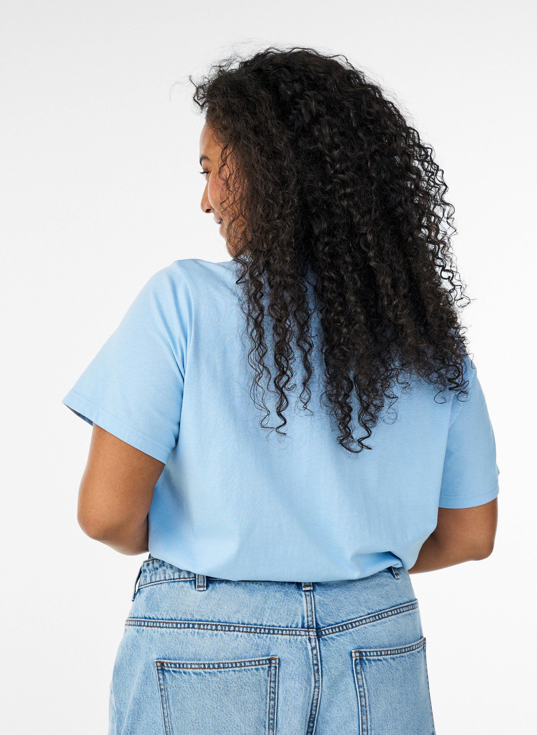 Zizzifashion Cotton T-shirt with print, Blue, Model image number 2