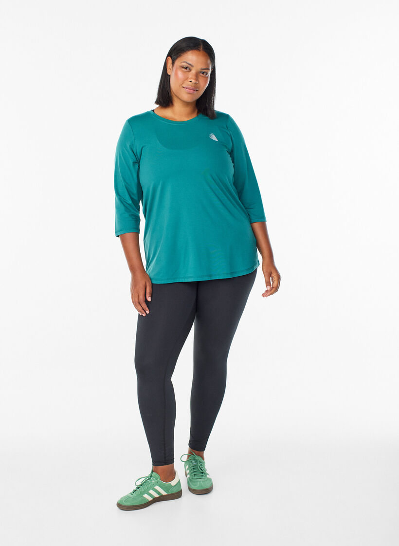 Workout top with 3/4 sleeves, Green, Model image number 1