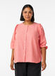Shirt blouse in linen and viscose with 3/4-sleeves, Coral, Model image number 0