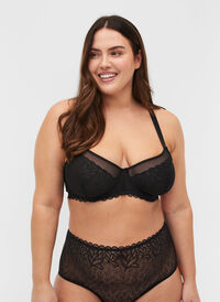 Bra with lace and underwire, Black, Model