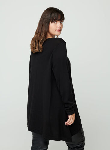 Knitted A-line blouse, Black, Model image number 0