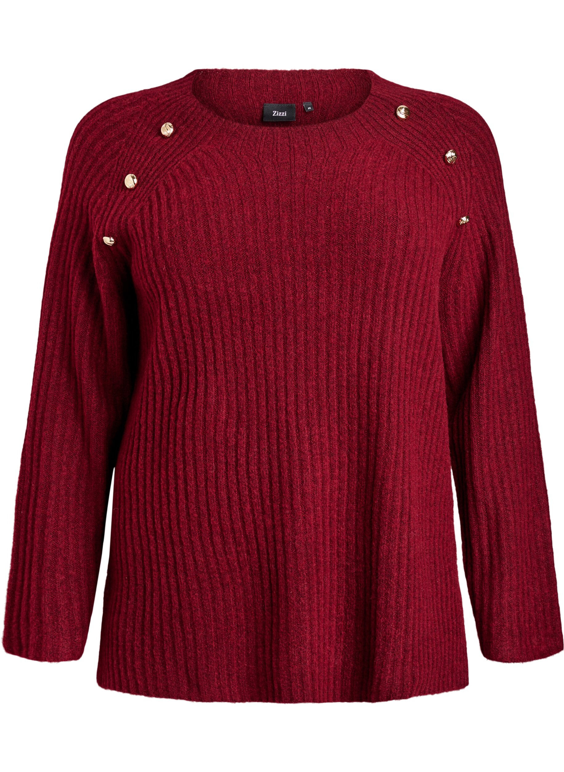 Ribbed jumper with decorative buttons