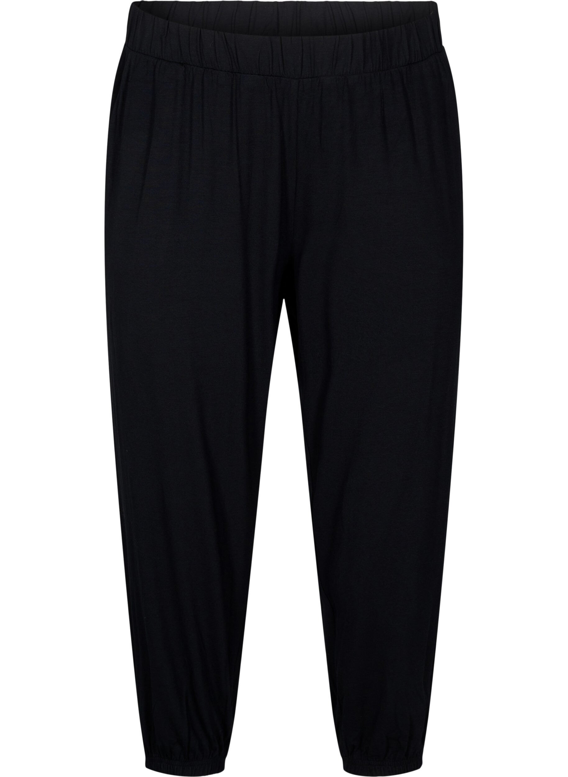Zizzifashion 3/4 length jersey trousers with high waist, Black, Packshot image number 0